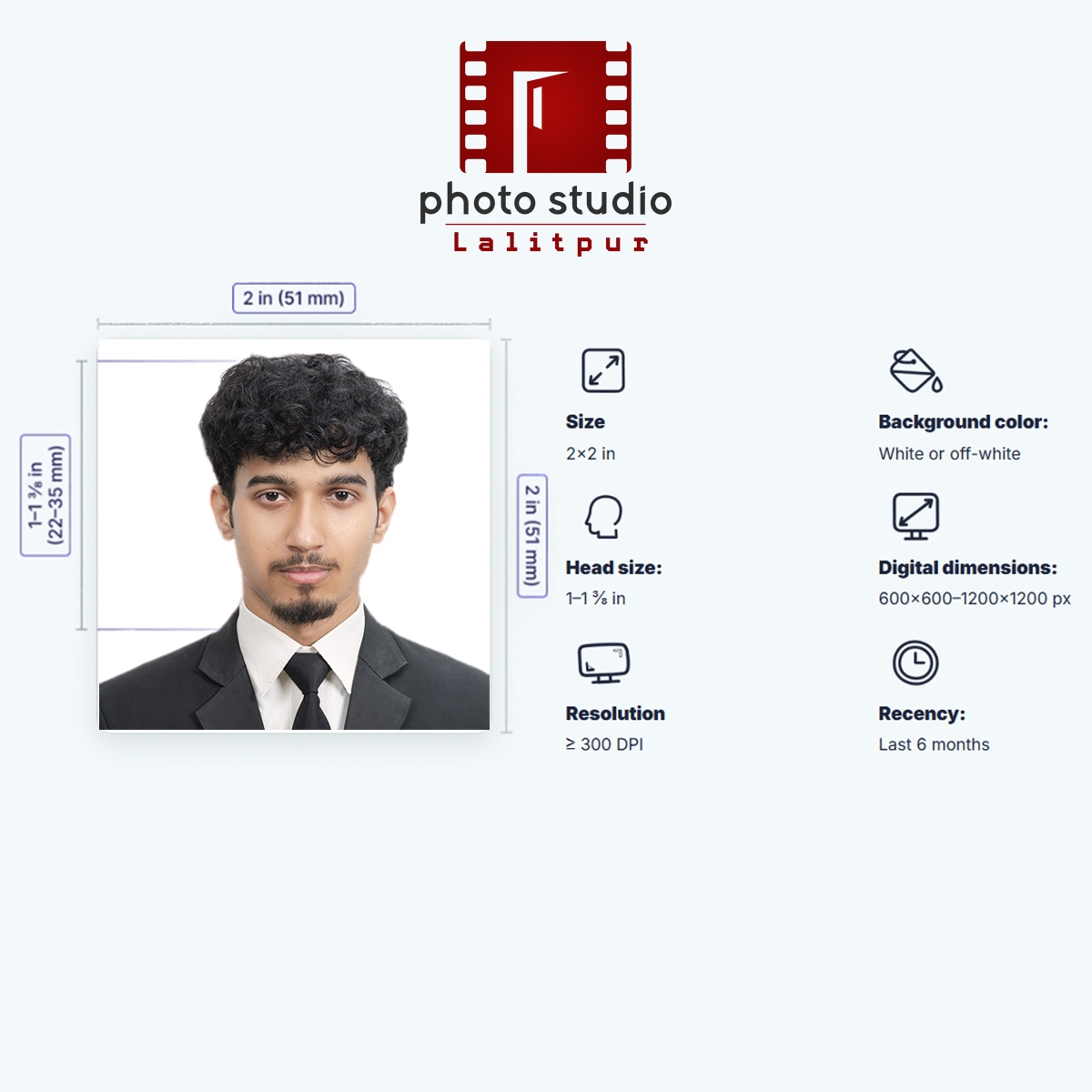 Biometric 2x2" US Visa, DV Lottery & Official ID Photography